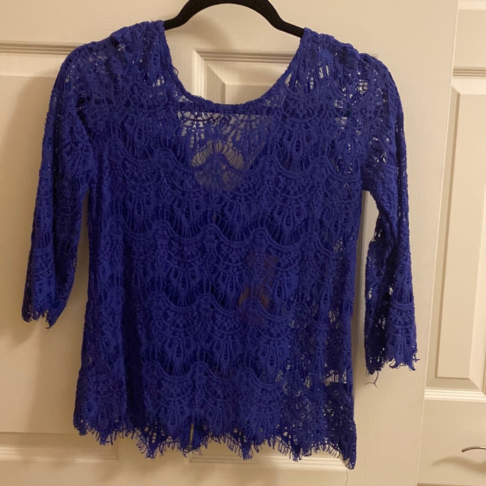 Medium blue lace blouse
